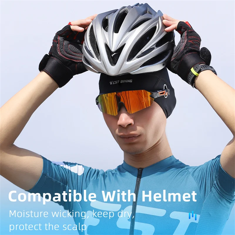 WEST BIKING Summer Cycling Caps UV Protection Breathable Skull Cap Motocycle MTB Helmet Liner Running Beanie Cooling Sport Gear