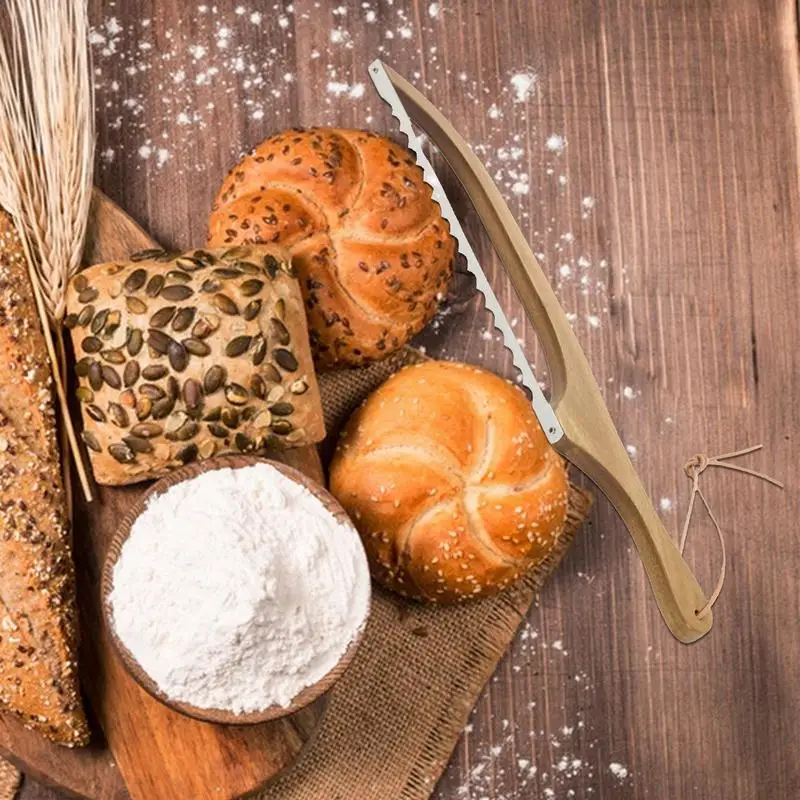 Kokardka krajalnica do pieczywa 15-calowa wykrawacz do kanapek na zakwas i kokardka krajalnica do pieczywa drewniana krajalnica do pieczywa z ząbkowana krawędź