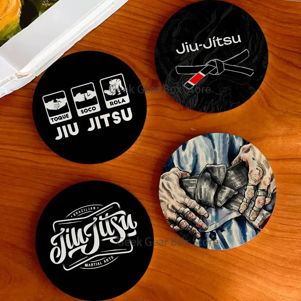 

BJJ Brazilian Jiu Jitsu Round Coaster Non-slip table mat Insulated Coasters Kitchen Dining Room Tabletop Decor