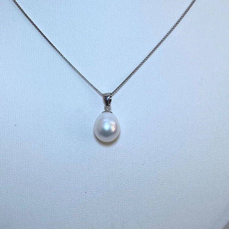 

Кулон из натурального белого риса в форме жемчуга 12x15 в форме капли воды, одинарный универсальный кулон-ожерелье