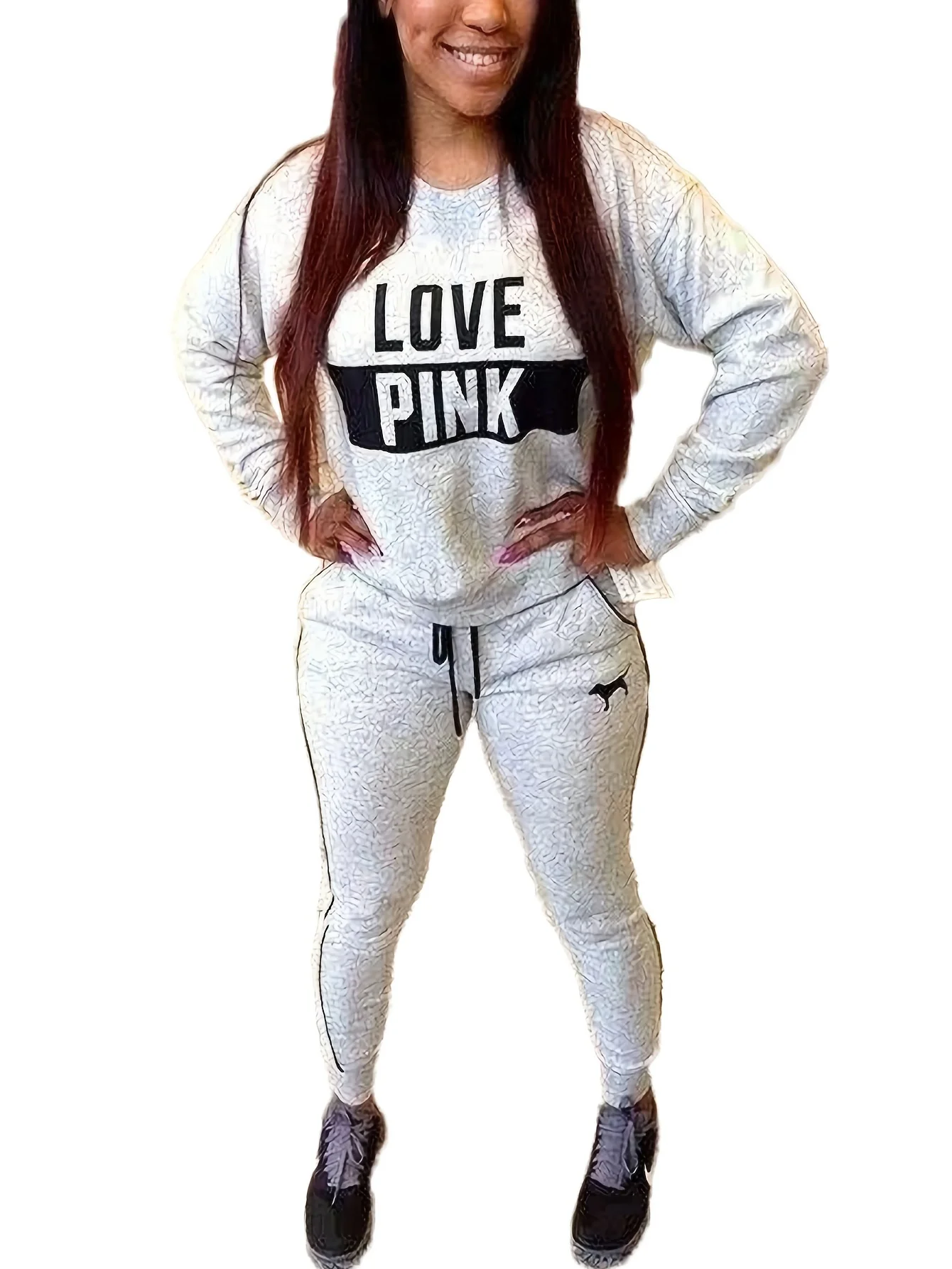 Fashion New Sweatshirts Women Sportswear Printed Letter Spring Tracksuits Long-sleeve Casual Sport Costumes Mujer 2 Piece Set