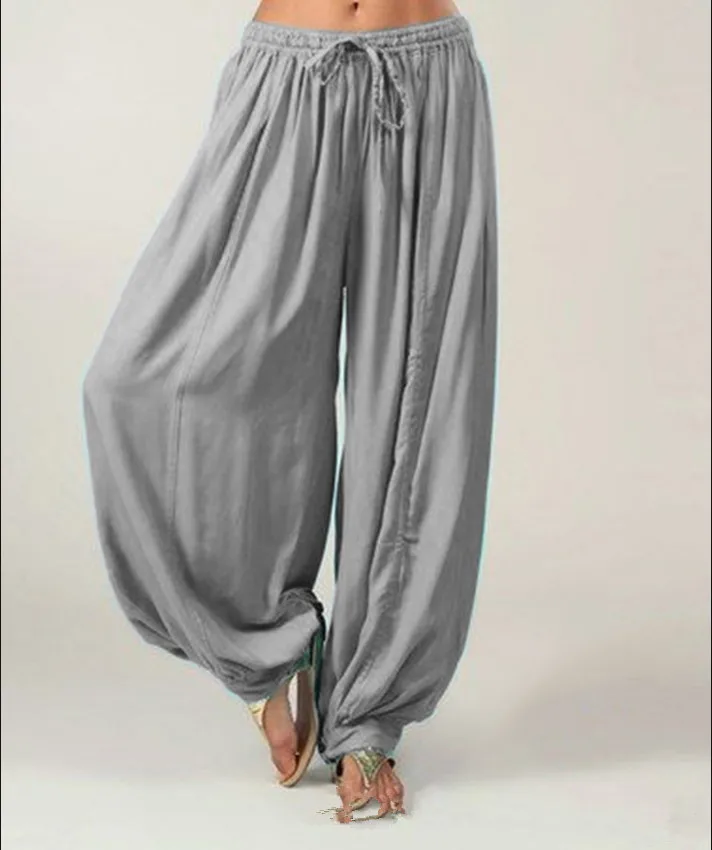 2024 Summer New Women's Solid Color Lantern Pants Loose Pleated Drawstring Casual Ankle Sports Pants Harlan Pants