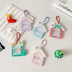 Acrylic Xmas House Kpop Photocard Holder Keychain Photo Card Holder 1.5x1 Inch ID Badge Holder Bus Credit Bank Card Decor