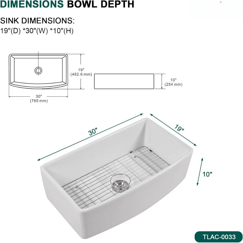 Раковина для фермерского дома, фарфоровая раковина для фермерского дома, кухонные мойки в стиле кантри, фермерские, 30-дюймовые белые кухонные мойки для фермерского дома