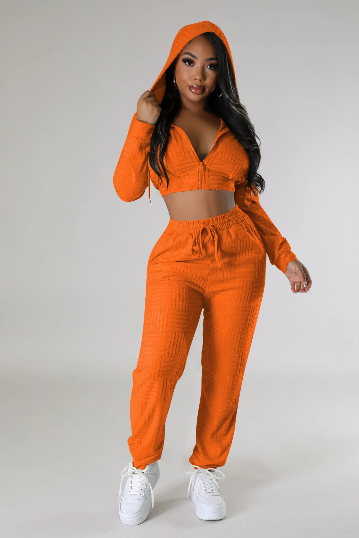 

Fall Female Jogger Clothing Crop Tops Hoodie & Sweatpants Two-Piece Outfit Fashion Women's Winter Sweatsuits Jogging 2 Piece Set