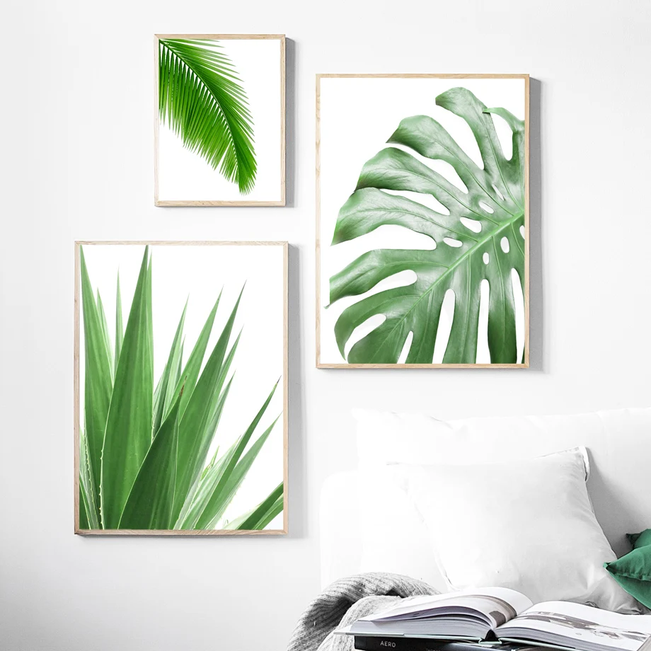 Green Plant Monstera Aloe Palm Leaf Wall Art Canvas Painting Tropical For Living Room Nordic Posters And Prints Wall Pictures