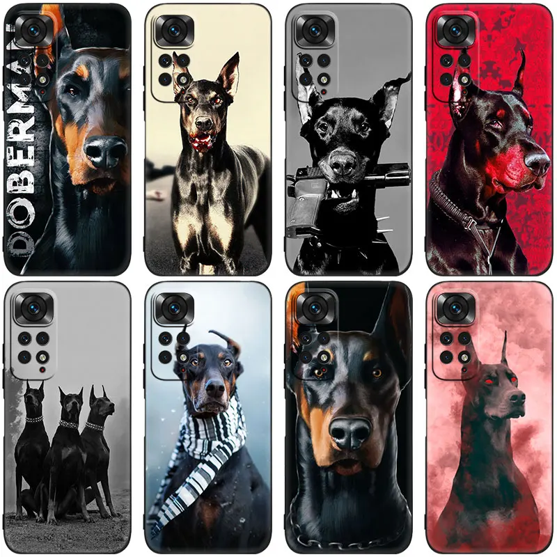 Doberman dog Black Phone Case For Xiaomi Redmi Note 12 + 11 11S 11T 11E 10 10T 5G 10S 9S 9 8T 7 6 Pro Silicone Cover