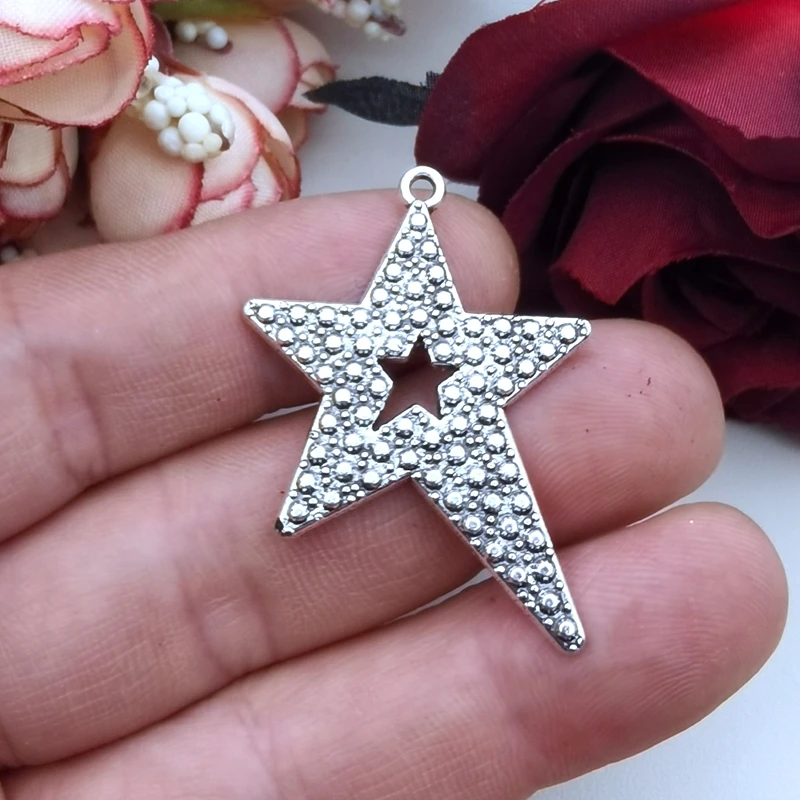 4pcs new Korean fashion shiny double layered five-pointed star exquisite aesthetic DIY accessories Luxury jewelry 40 * 30mm