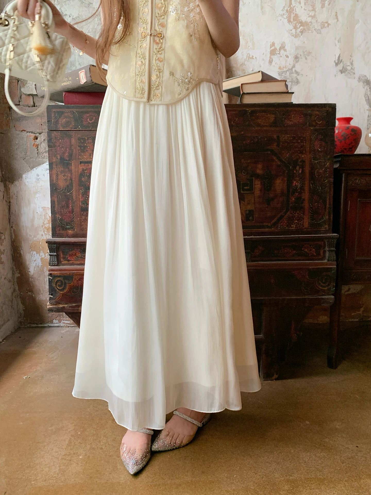 

Юбка NMIOK из белого атласа А-силуэта: универсальная, элегантная, летняя новинка, женская, с завышенной талией, из смесового полиэстера