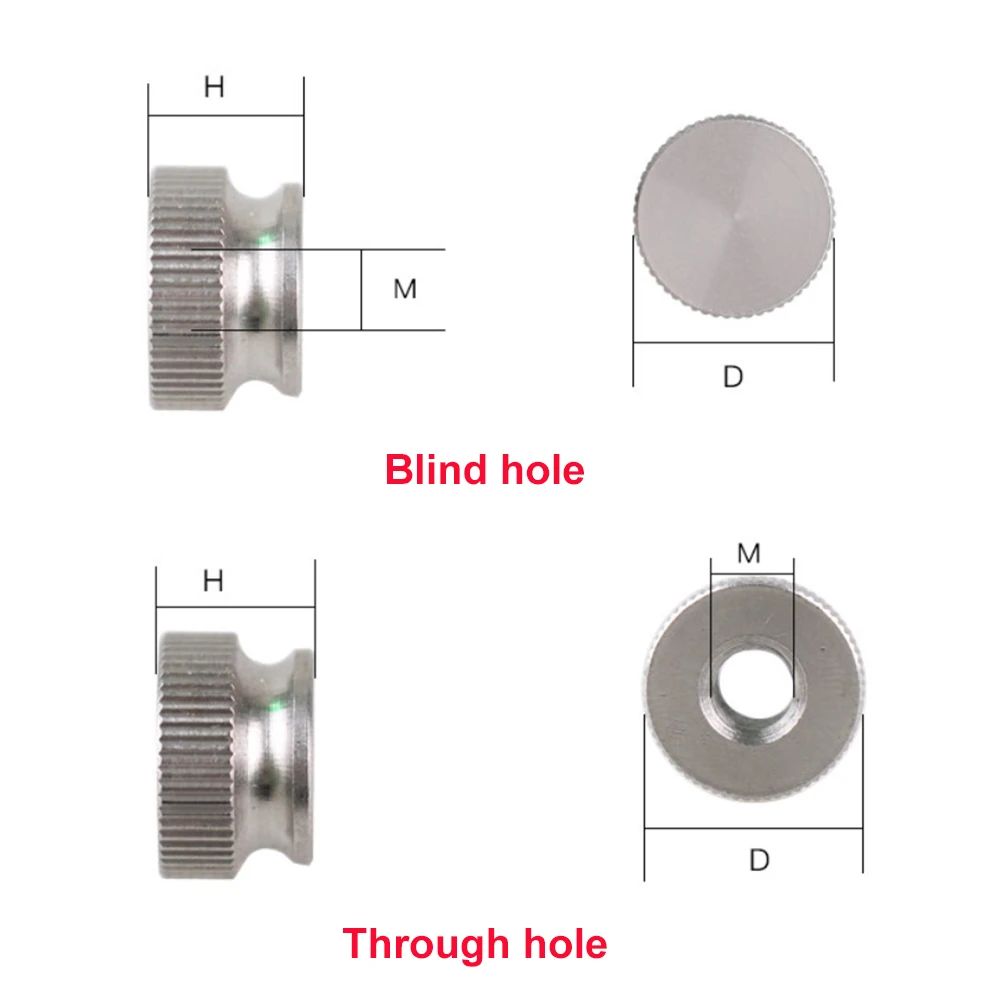 10Pcs M3 M4 M5 M6 High Head Step Knurled Tighten Hand Nut Through/Blind Hole Stainless Handle Thread Clamping Knobs Manual Nuts