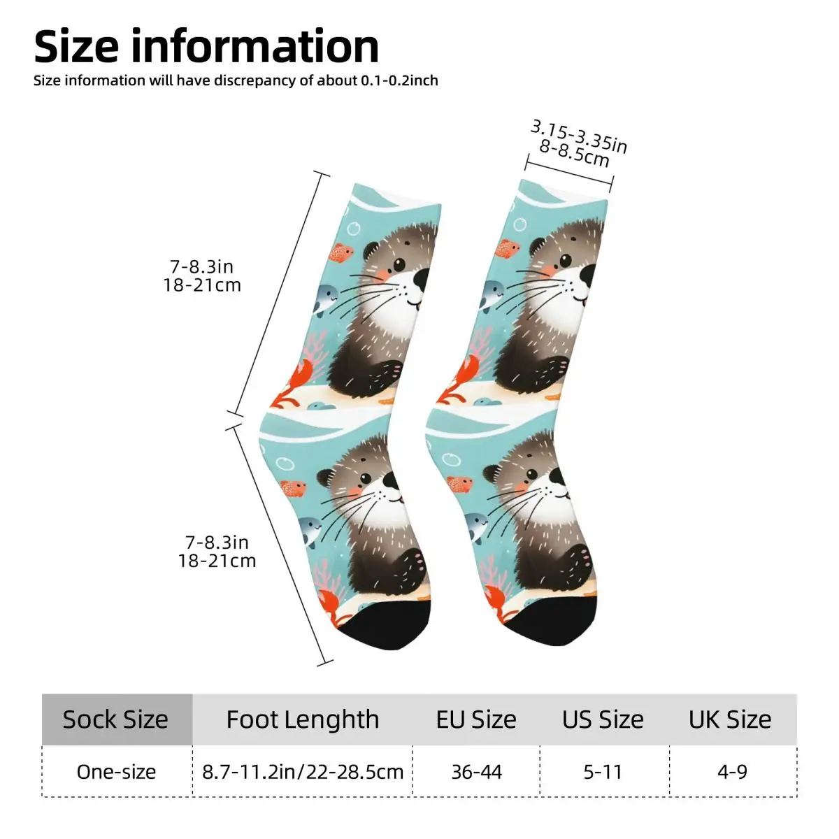 Happy Vintage Sea Otter Crazy Men's Socks Unisex Harajuku Seamless Printed Novelty Crew Sock Boys Gift