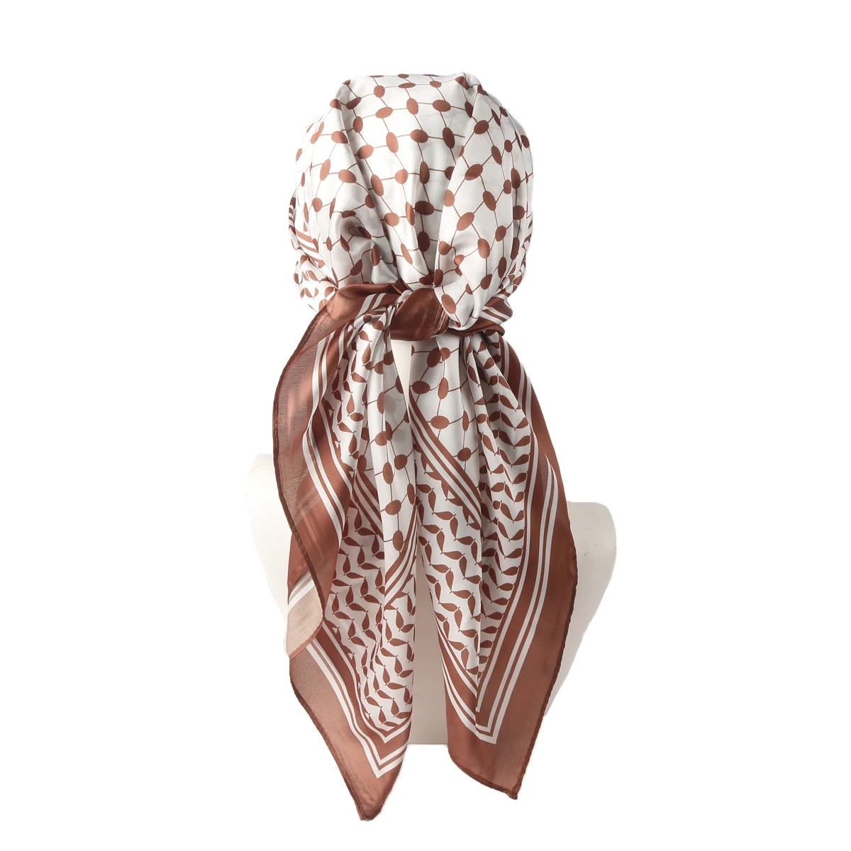 2024 New Fashion 90x90cm Square Scarf Women High Quality Palestine Scarf Keffiyeh Printed Silk Sunscreen Muslim Hijab