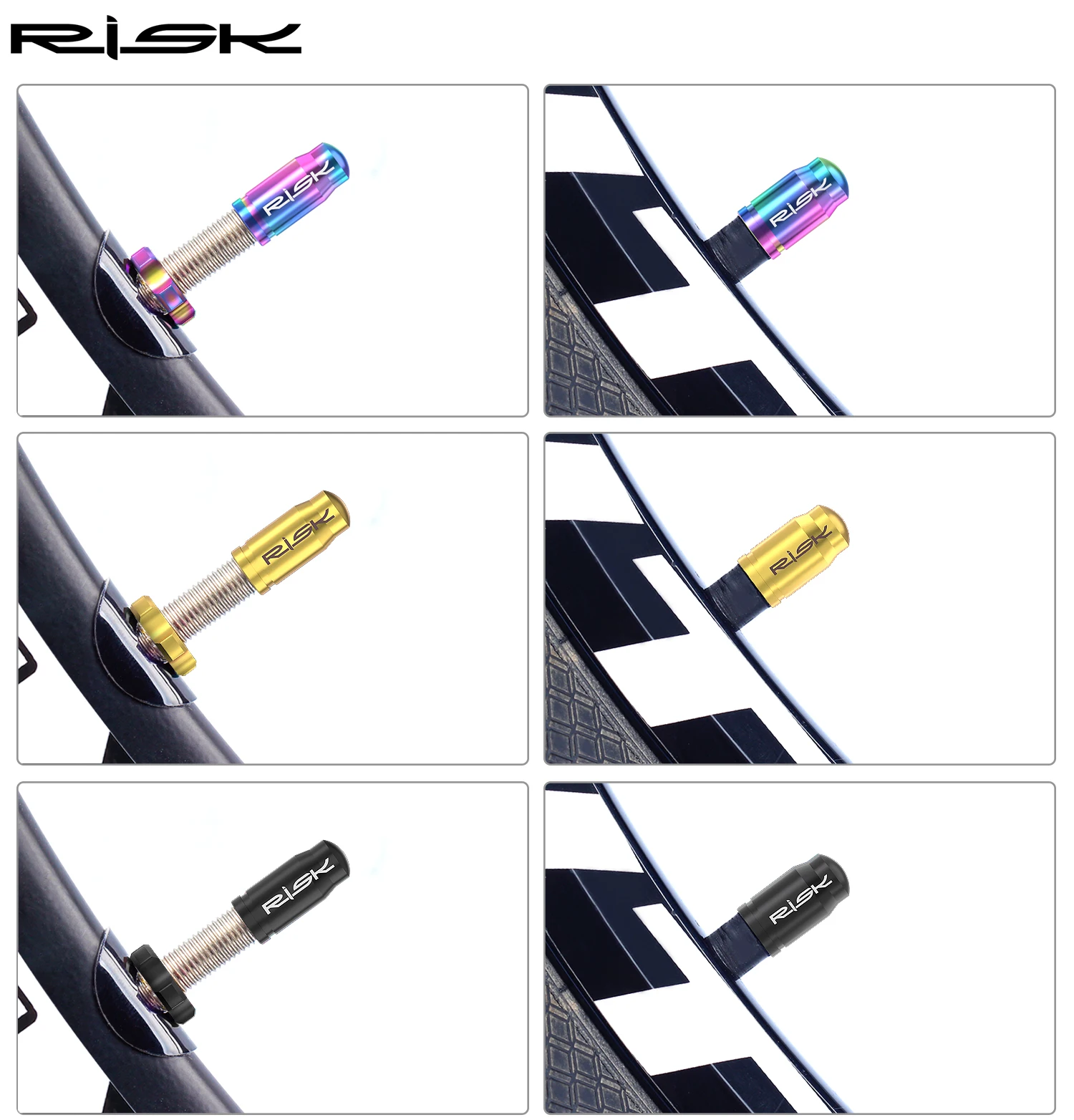 RISK MTB Road Bike Presta Schrader Valve Cap Waterproof Dustproof FV AV Valve Cover,Titanium Alloy