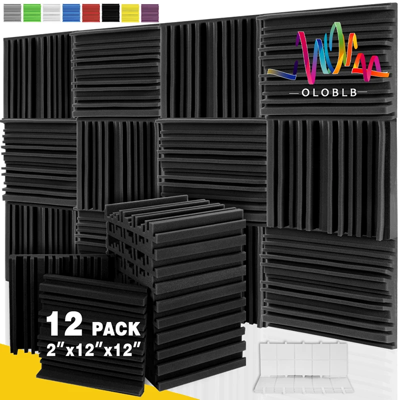 Acoustic Studio Broadband Sound Absorber 12 Pcs Home Studio Recording Sound Absorbing High Resilience Sound Proofing Padding