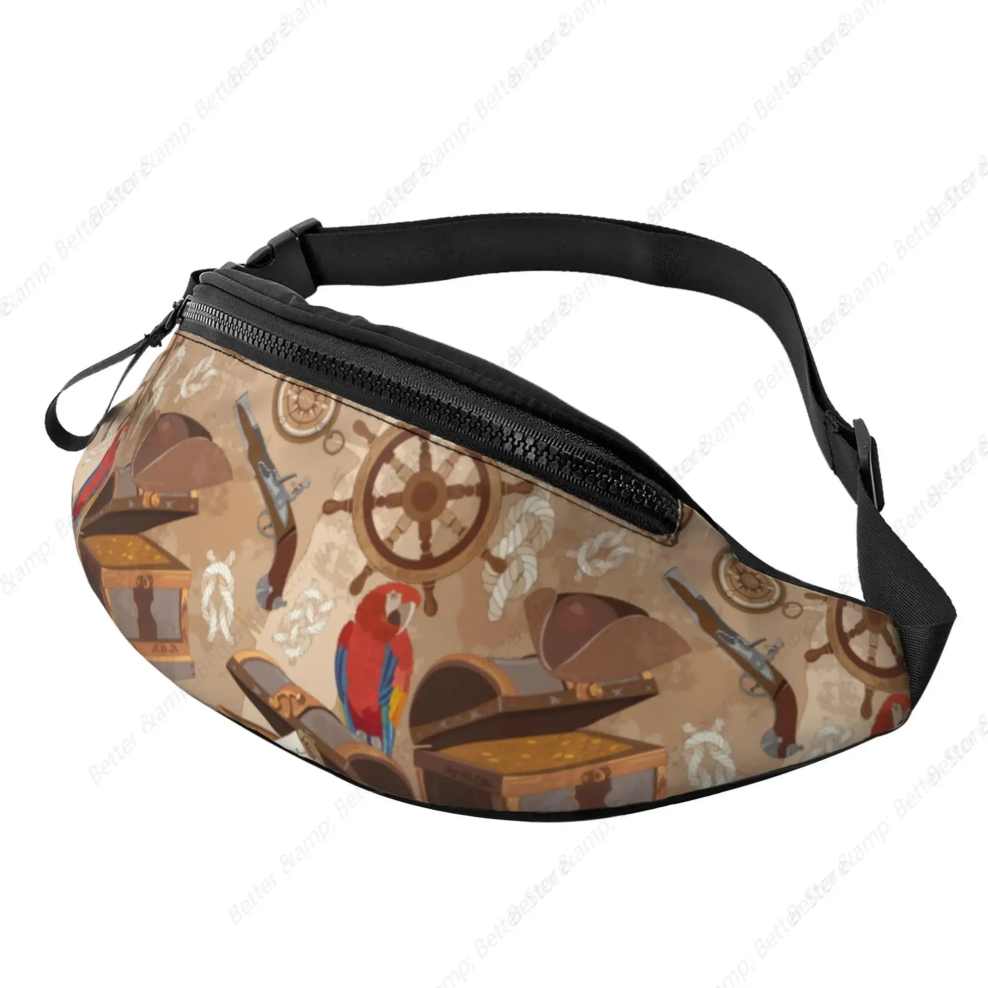 

Fanny Pack for Women Men with Headphone Jack Sport Belt Bag Old Pirate Treasure Map Waist Packs for Running