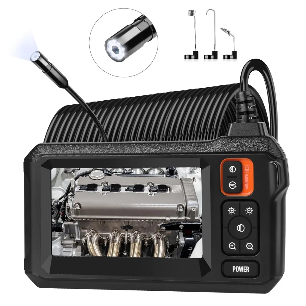 

Industrial Inspection Camera 4.3 IPS Screen 1080P Waterproof LED Lights 65.6FT Cable