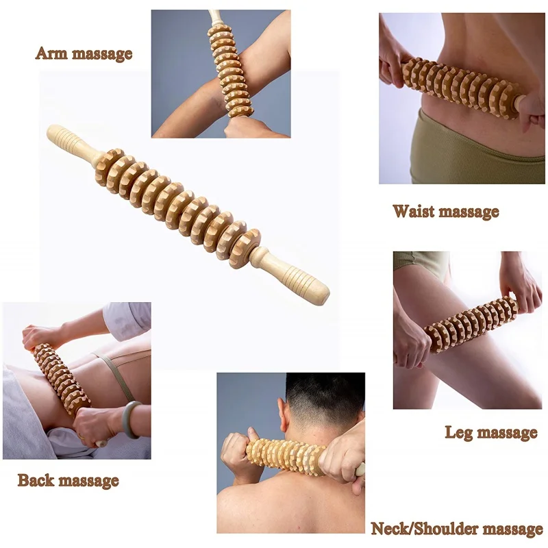 Wood Therapy Massage Roller Tool Handheld Cellulite Muscle Release Stick Massager