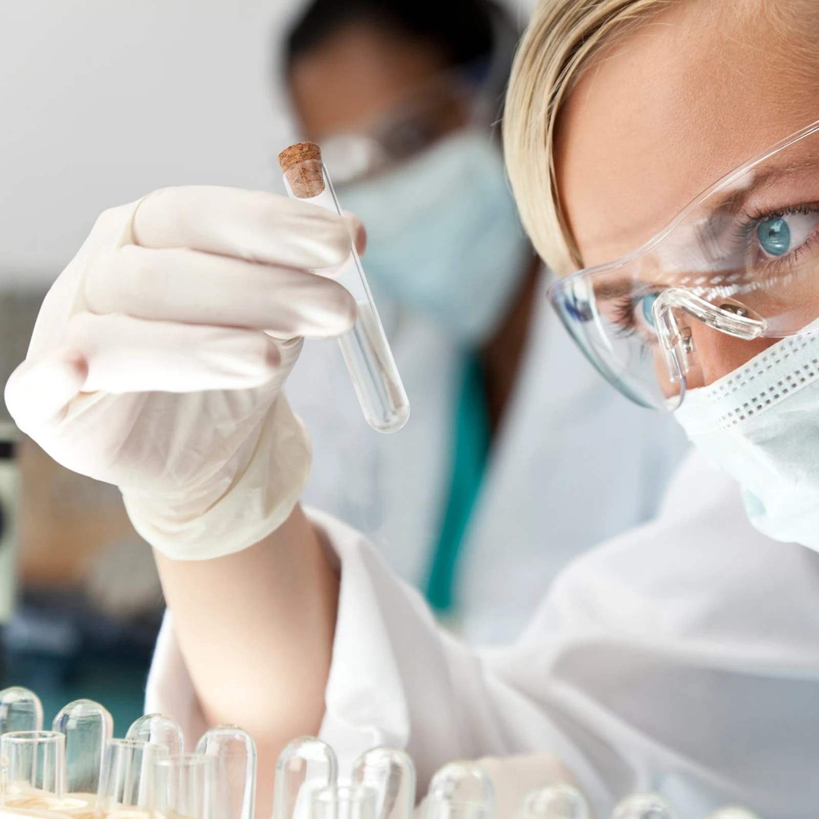 30pcs Clear Plastic Test Tubes Hard Shell Leak-Proof Storage For Sample Travel Portable Use Cork Stoppers Included