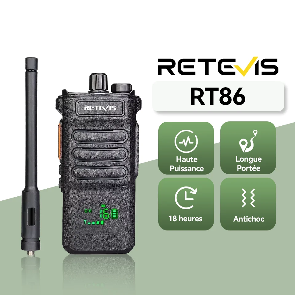 Retevis RT86 Walkie Talkie Radio bidireccional profesional Walkie Talkie de largo alcance Radio de comunicación  para negocios al aire libre