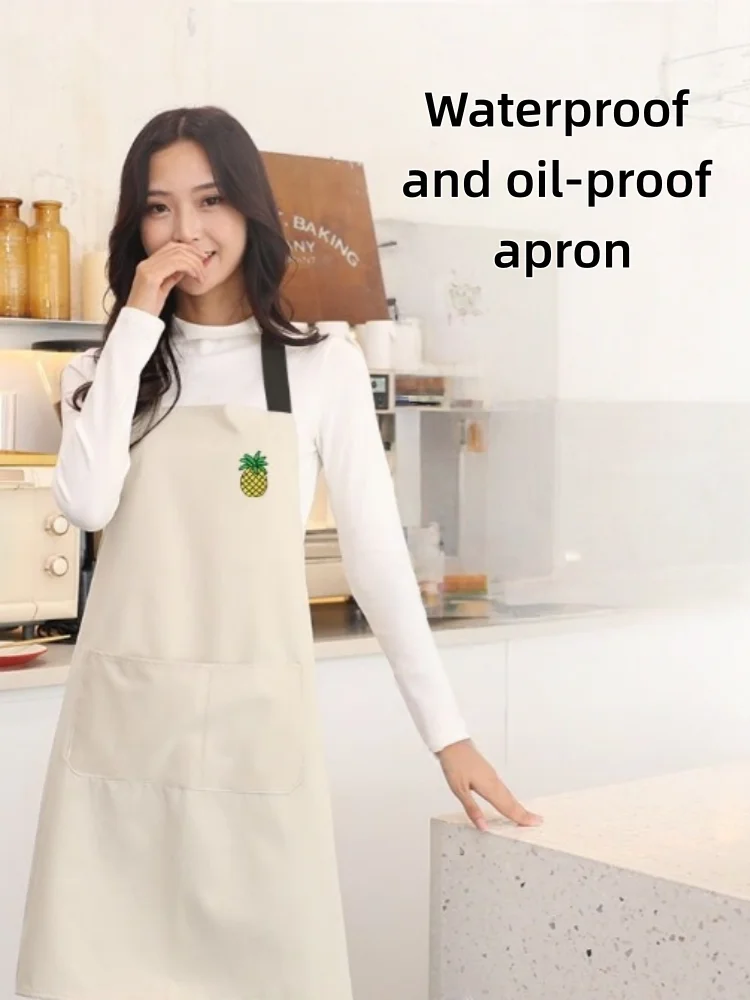 Waterproof Oil-Resistant Apron with Wipeable Hands, Stylish Kitchen Bib for Home Bakery Flower Shop Restaurant Work