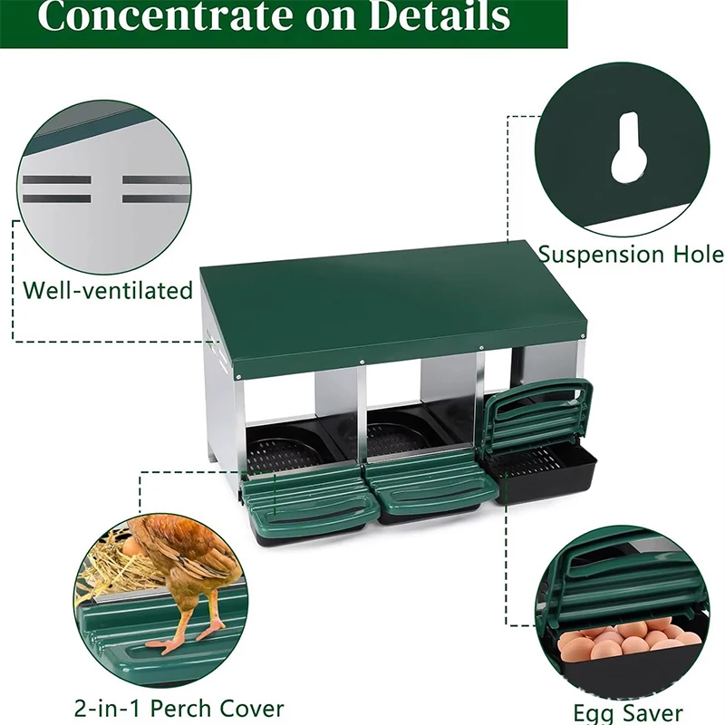 صندوق وضع البيض المجلفن، يمكن تعليقه ومسطحًا، 1/2/3 أعشاش، سهل التجميع، المصنع مباشرة، صناديق البيض القابلة للتخصيص