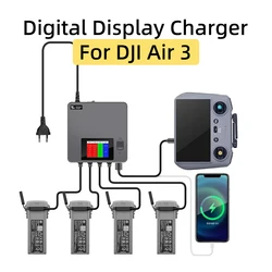 For DJI Air 3/3S Drone Battery Digital Display Charger 6 In 1 Charging Hub Fast Smart Charger With USB Adapter Port Accessories