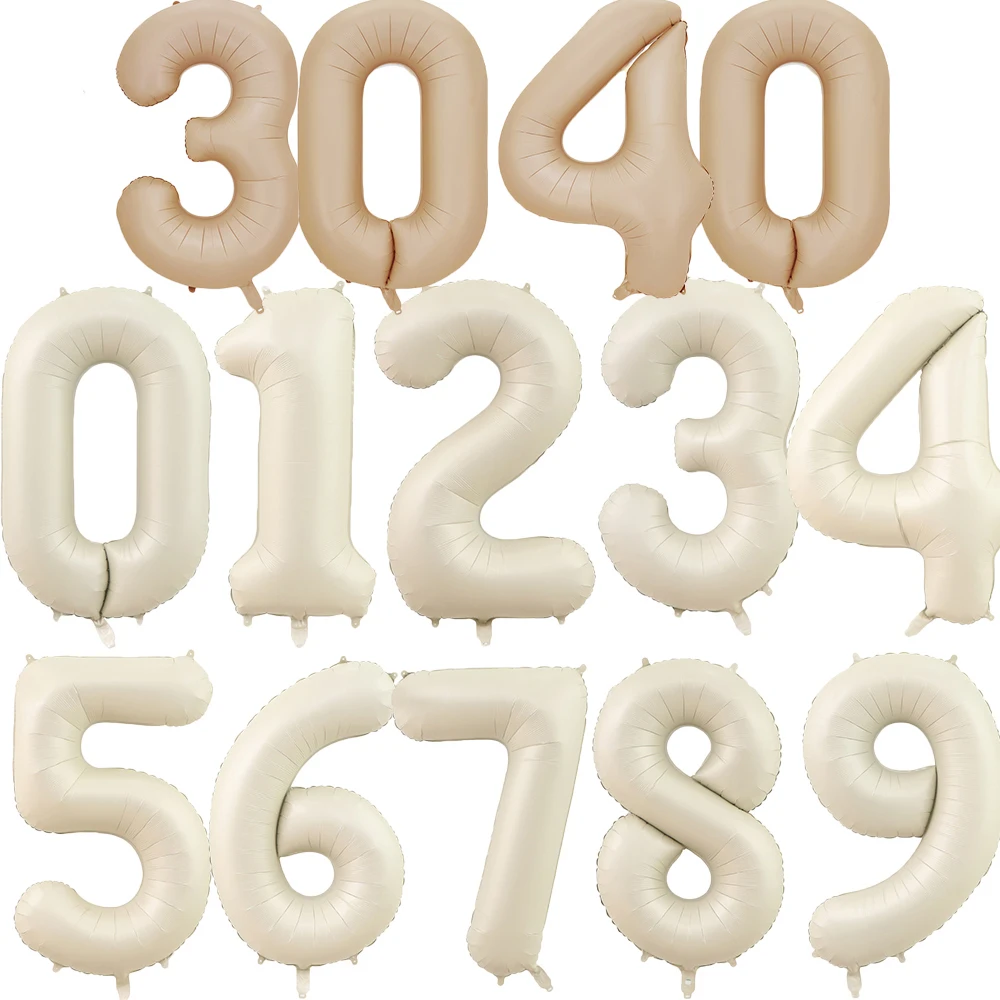 32/40 cali Kremowy kolor karmelowy 1-9 Cyfrowy balon na urodziny dla dzieci 30 40 50 60 70 Dekoracje urodzinowe dla dorosłych DIY Artykuły domowe