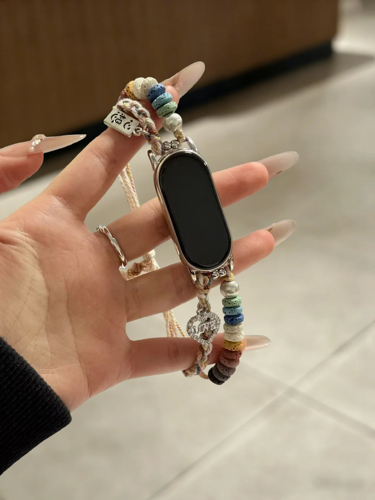

Colored rope volcanic stone bead strap suitable for Xiaomi Band 8Pro/9Pro，For Mi band 3/4/5/6/7，8/8NFC/9/9NFC/10/10NFC，For Redmi