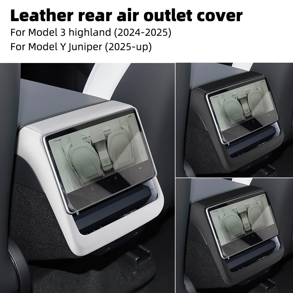 

Leather Rear Screen Frame Protective ABS Cover for Tesla Model Y Juniper Launch 2025 2026-Up Model 3 Highland 2024-UP Trim