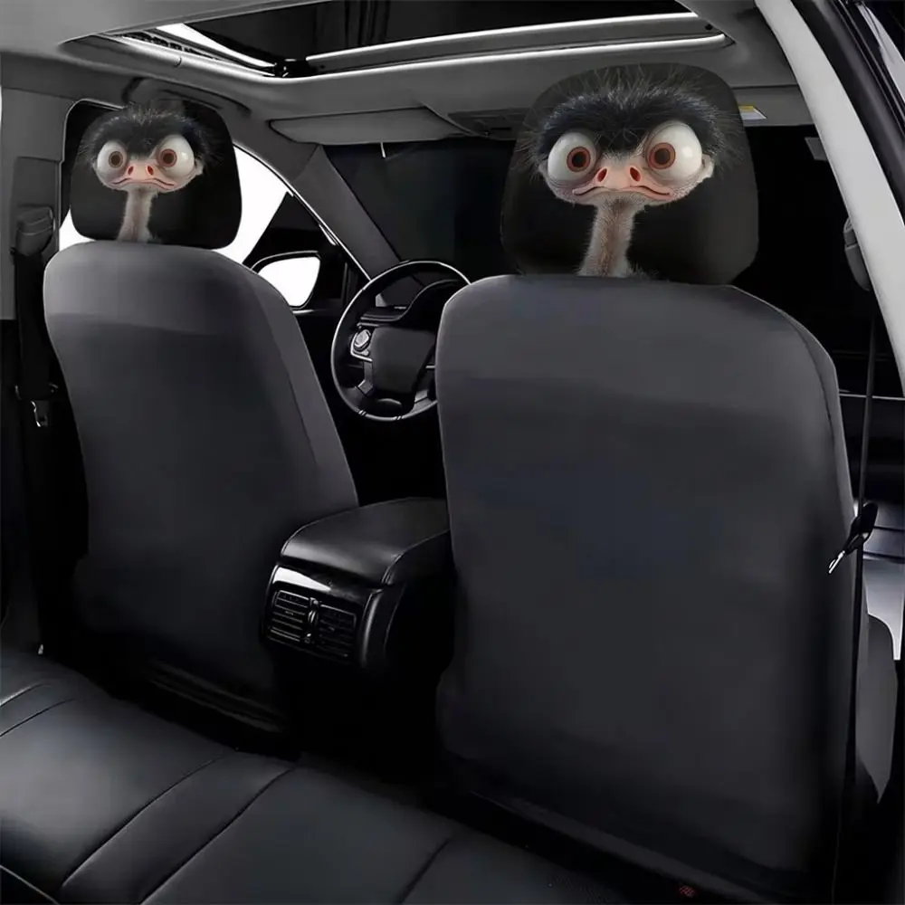2pcs Elastic Stretch Fabric Car Headrest Covers Soft Material Lightweight Halloween Car Covers Non-Slip Easy To Take Off 2