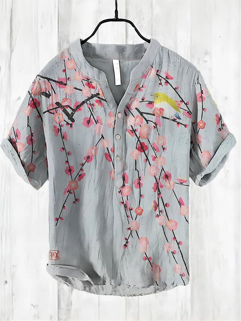 2024 new spring and summer men's and women's shirts independent station casual ink Hawaiian style Japanese print shirts men's tr