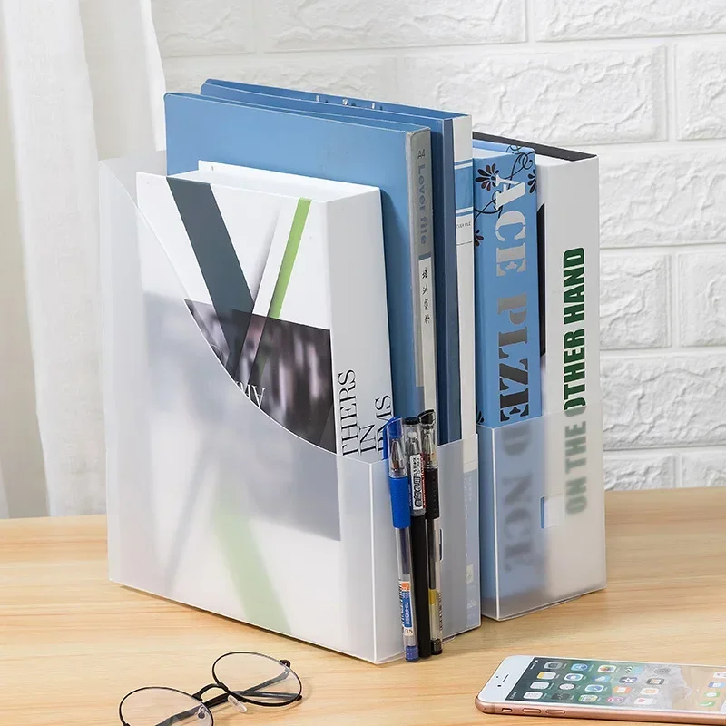 

Simple Style File Folder Book Magazine Holder Desk Document Paper Vertical Storage Organizer Stand Transparent Book Shelf Rack