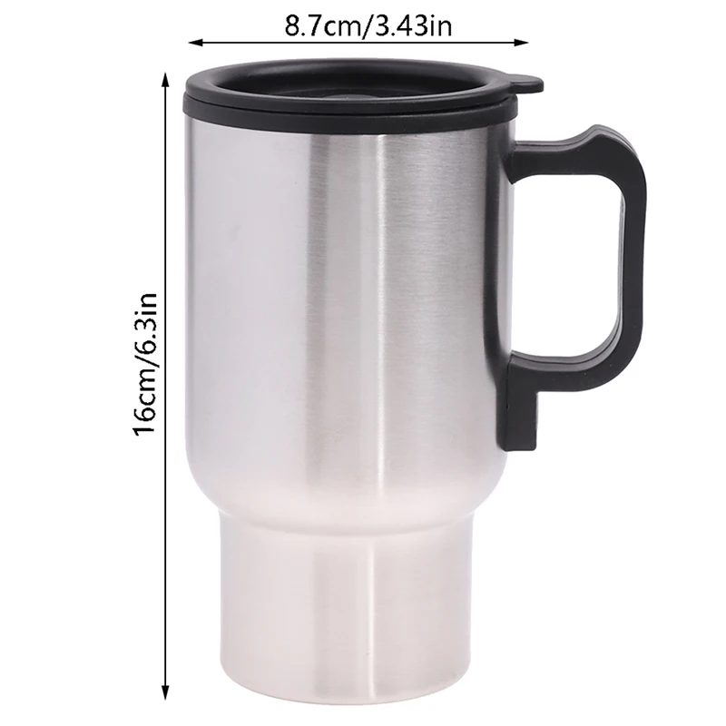 1Pcs 450ml Stainless Steel Car Electric Kettle In-car Kettle Travel Thermoses Heating Water Bottle Camping Travel Heated Coffee