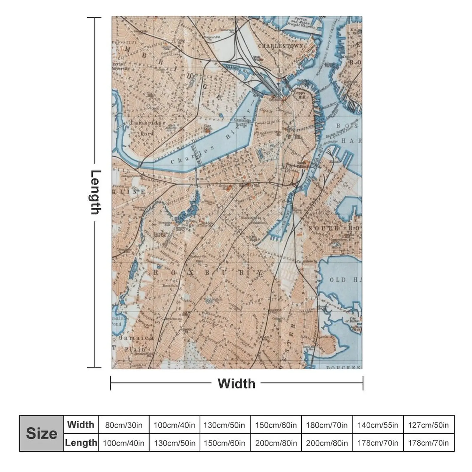 Vintage Map of Boston MA (1906) Throw Blanket Retros heavy to sleep Comforter Blankets