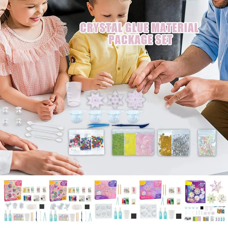 Crystal Art Glue Handmade Color Glue Painting Funny Bake-Free Crystal Glue Painting Kit Interactive Crystal Paint Arts And