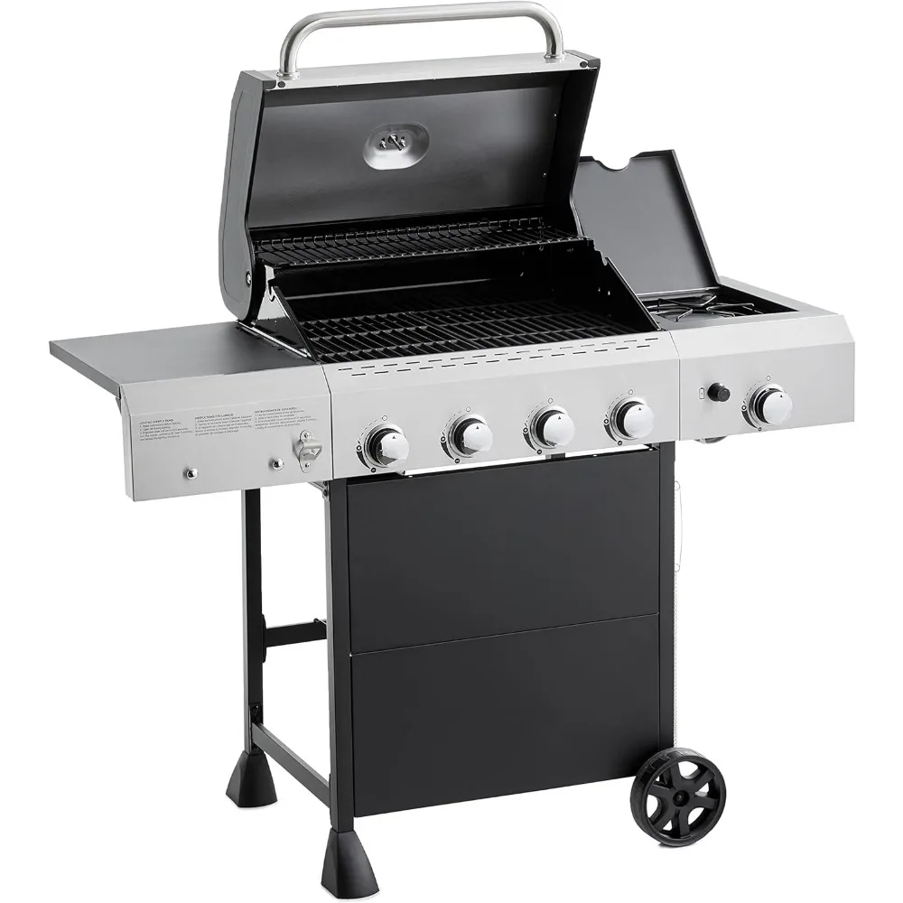 Freistehender Gas grill mit Seiten brenner, 4 Brenner (52.000 BTU)