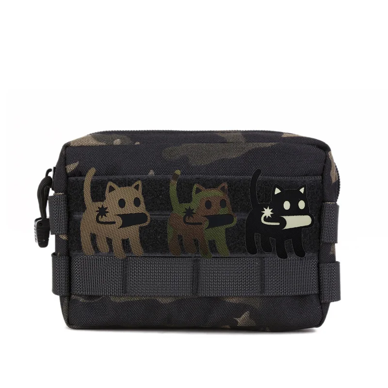 Newly Designed Outdoor Backpack Laser Cut Light Bag Accessory Cat IR Infrared Night Vision Reflective Cat with Hook Loop Patch