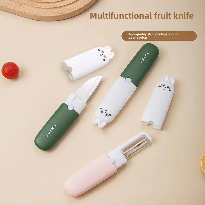 Multifunctional Fruit Knife, 2-in-1 Paring Knife Double Head Peelerz, Stainless Steel Blades for Easy Cleaning