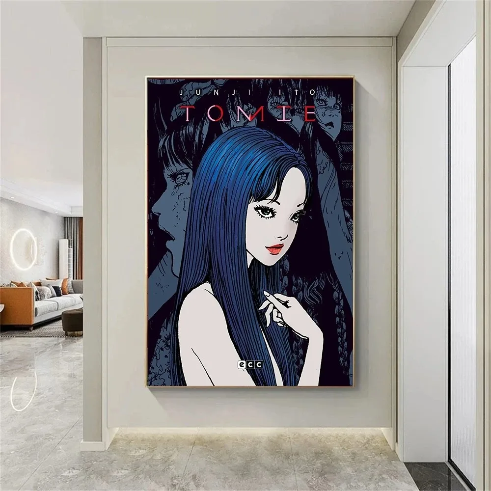 Japanese 1980s Horror Cartoon Tomie Figure Manga Art Canvas Posters and Printed Pictures for Living Room and Bedroom Home Decor