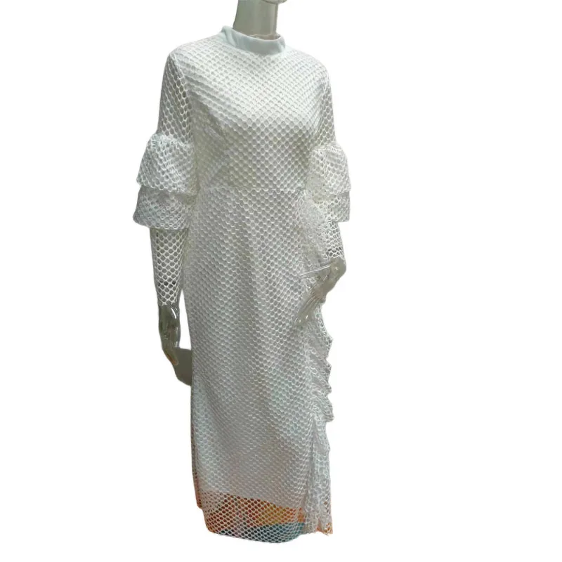 S-4XL African Dresses for Women Spring African Women Long Sleeve White Plus Size Long Dress African Clothes Maxi Dress