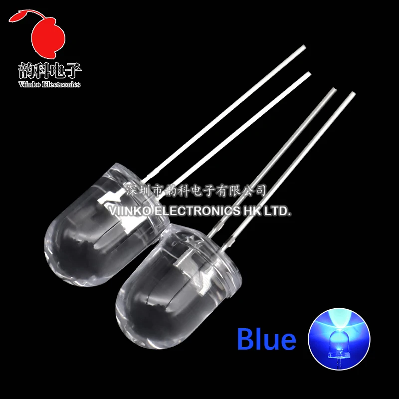 10pcs F10 10mm LED 5 Colors Red Blue Yellow Green White Transparent 20mA 0.75W Ultra Bright Round LED Light Emitting Diode Lamp