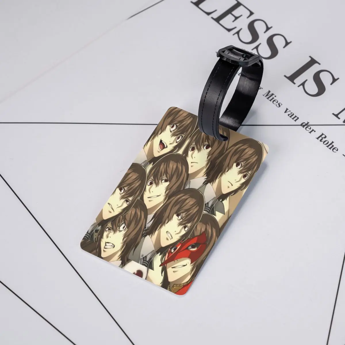 مخصص العديد من وجوه علامة الأمتعة Goro Akechi مع ملصق معرف غطاء الخصوصية لبطاقة الاسم لحقيبة السفر