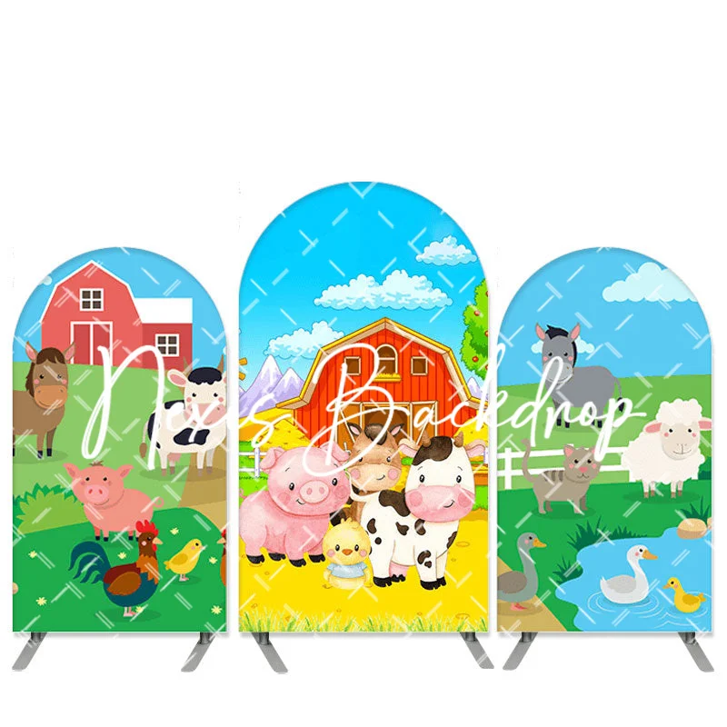 

Arch Farm Backdrop Red Farm Barnyard Animals Birthday Party Decorations Kids Cartoon Farm Theme Baby Shower Party Banner