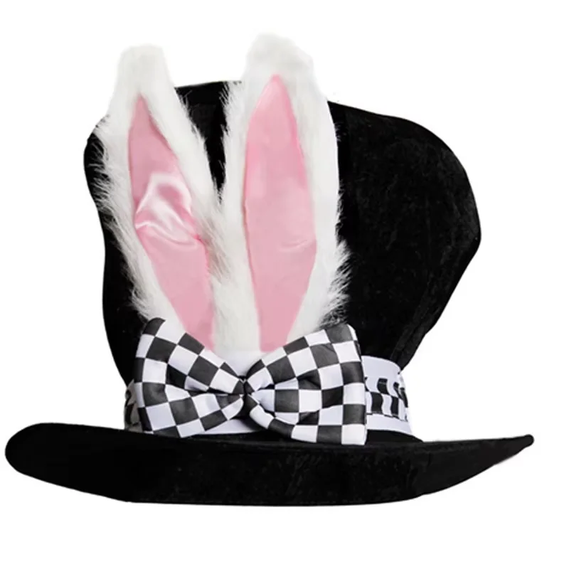 PESENAR Conjunto de chapéu de coelho branco de Páscoa, inclui orelha de coelho, chapéu de pelúcia, relógio, gravata borboleta, cosplay, coelho, acessórios de fantasia