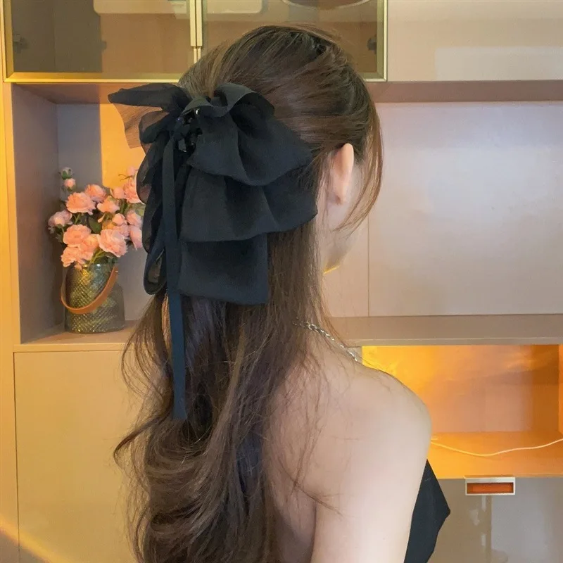 Nuevo lazo flotante cinta agarre Clip niñas elegante cola de caballo trenza garra Clip Retro lujo mujer tarjeta de pelo accesorios para el cabello