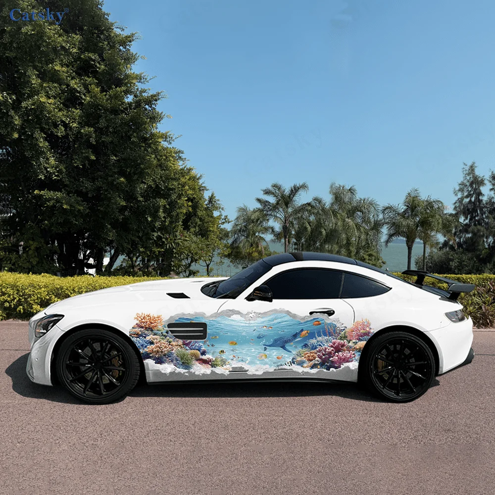 

Подводный мир в настенном отверстие, боковая наклейка для автомобиля, декор, водонепроницаемая, устойчивая к царапинам наклейка из ПВХ, защита автомобиля, автоаксессуары в подарок