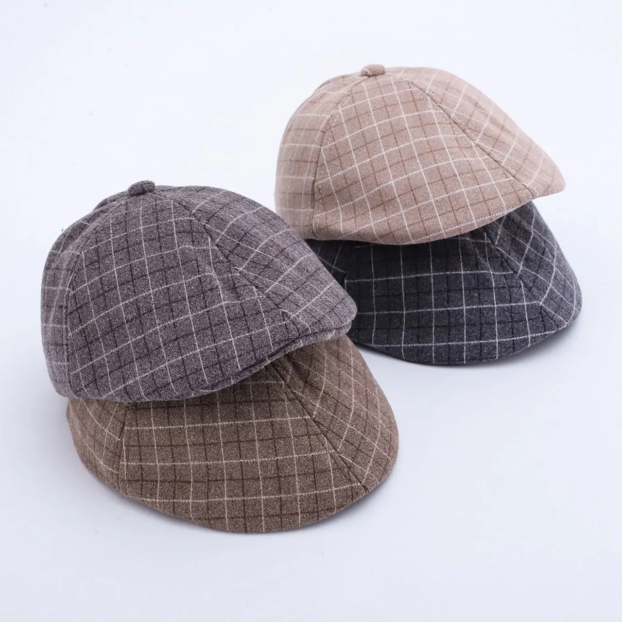

Retro Plaid Baby Forward Hat Fashion Kids Beret 1-3Year Boys Toddler Newsboy Cap Thicken Autumn Winter Children Duckbill Caps