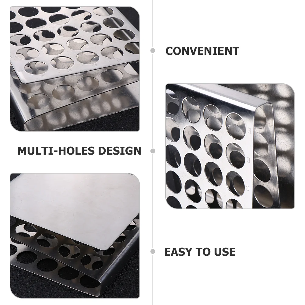 Organizer Stainless Steel Test Tube Rack Laboratory 25-holes Stand Metal Holder