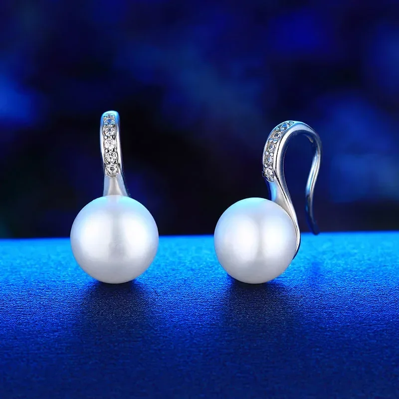 Dainashi 925 Sterling Silver hot Shiny Zircon Earrings Genuine Natural Freshwater Pearl New Fashion High Jewelry Gift for Women