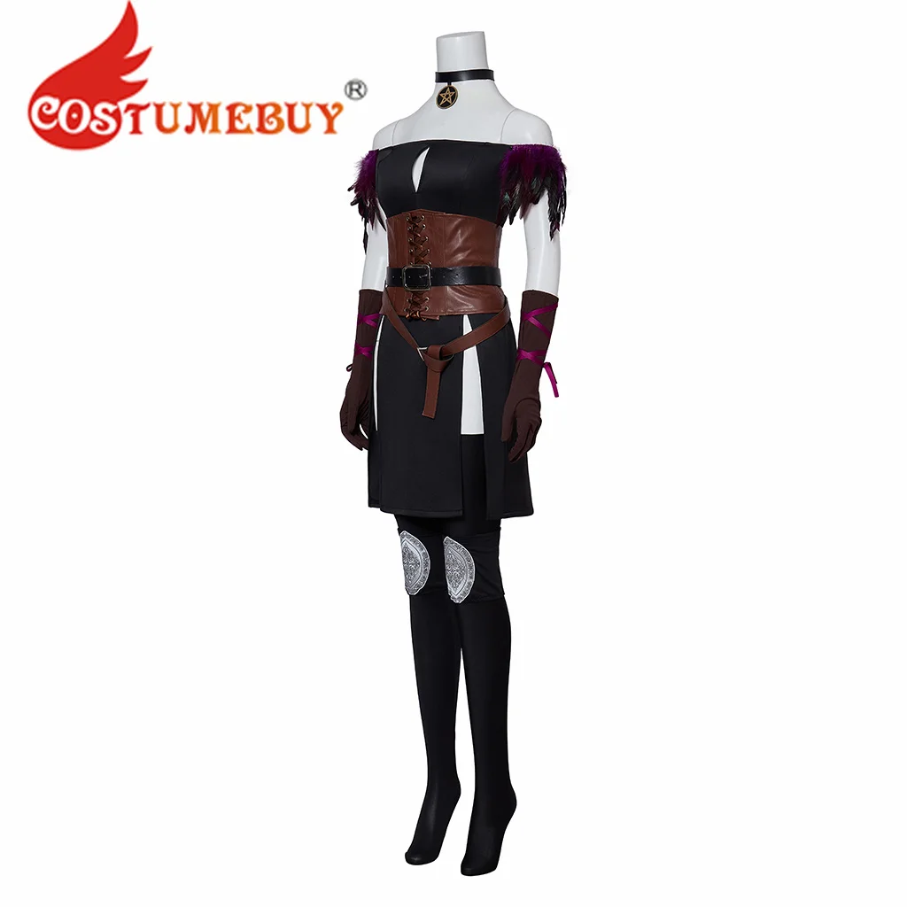 Women's Yennefer Cosplay Costume Yennefer of Vengerberg Cosplay Outfits Black Dress Uniform Halloween Suit with Accessories